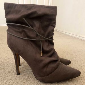 Liliana Suede Stiletto Drawstring Ankle Booties